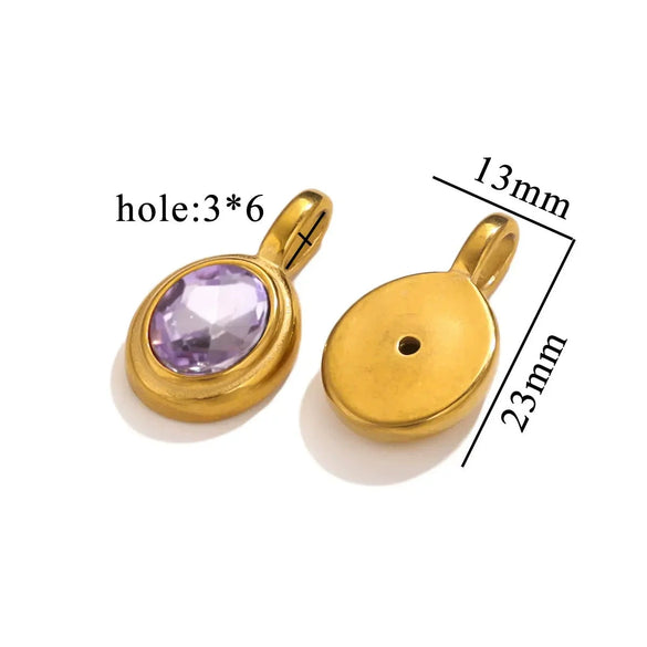 Oval Stainless Steel Niche Handmade Jewelry Pendant With Rhinestone Inlay And Electroplating