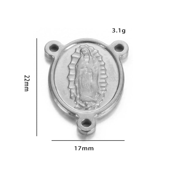 Oval Stainless Steel Religious Pendant Jewelry Accessories With Doublesided Pattern And Electroplating Treatment