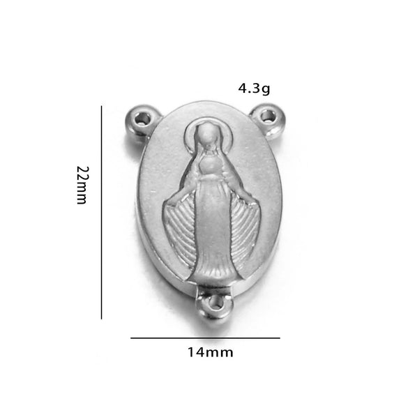 Oval Stainless Steel Religious Pendant Jewelry Accessories With Doublesided Pattern And Electroplating Treatment