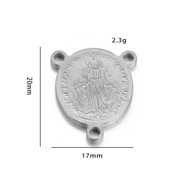 Oval Stainless Steel Religious Pendant Jewelry Accessories With Doublesided Pattern And Electroplating Treatment