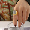 Oval Star Ring Titanium Steel Pvd Plated Geometric Style For Men And Women