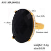 Oval Sticky Drill Glass 316L Stainless Steel 18K Gold Plated Retro Light Luxury Geometric Women's Ring