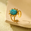 Oval Turquoise Stainless Steel Ring And Bracelet For Women Geometric Electroplating Fashion