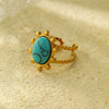 Oval Turquoise Stainless Steel Ring And Bracelet For Women Geometric Electroplating Fashion