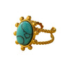 Oval Turquoise Stainless Steel Ring And Bracelet For Women Geometric Electroplating Fashion
