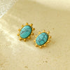 Oval Turquoise Titanium Steel Electroplated Women's Fashion Geometric Earrings