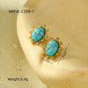 Oval Turquoise Titanium Steel Electroplated Women's Fashion Geometric Earrings