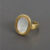 Oval White Shell Minimalist Open Girl Ring Accessories Copper Electroplated