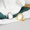 Oval White Shell Minimalist Open Girl Ring Accessories Copper Electroplated