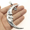 Oversized Moon And Star Pendant With Sun Moon And Stars Pattern Metal Electroplated