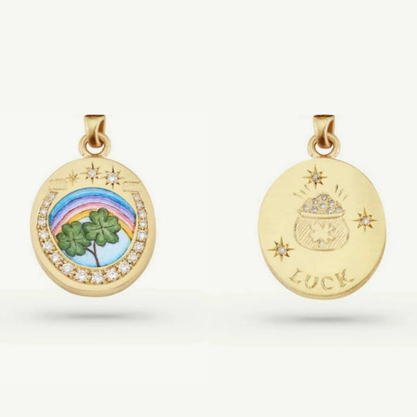 Painted Rabbit Flower Four Leaf Clover Warrior Guard Tarot Necklace Titanium Steel Vacuum Plated 18K True Gold Retro Style Animal Zodiac Shape For Women