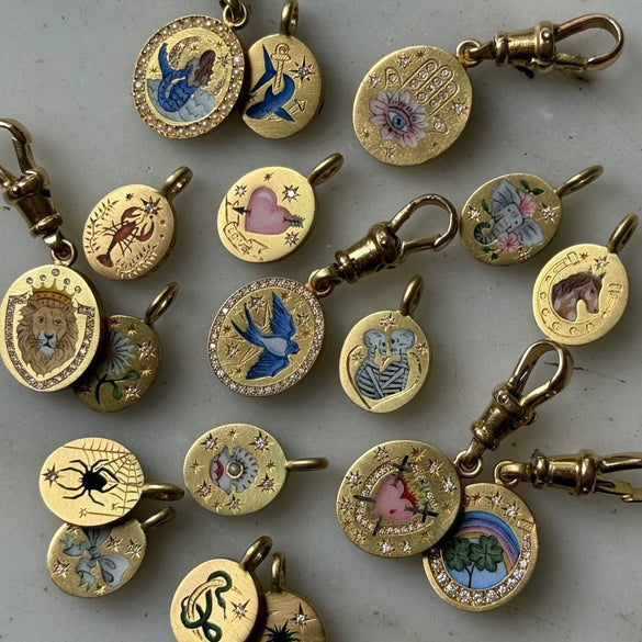 Painted Rabbit Flower Four Leaf Clover Warrior Guard Tarot Necklace Titanium Steel Vacuum Plated 18K True Gold Retro Style Animal Zodiac Shape For Women