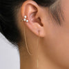 Pair Of New Fashion Copper Micro-Inlaid Zircon Branch Pendant Tassel Pierced Earrings