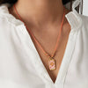 Palm Devil's Eye Dripping Oil Color Tarot Card Necklace Retro Style Copper Pendant Geometric Pattern Electroplated