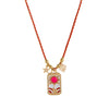 Palm Devil's Eye Dripping Oil Color Tarot Card Necklace Retro Style Copper Pendant Geometric Pattern Electroplated