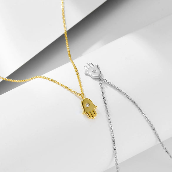 Palm Necklace S925 Sterling Silver Evil Hand Diamond Women's Pendant Clavicle Chain