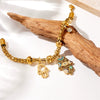 Palm Pendant Cylindrical Chain Bracelet Stainless Steel Goldplated Oil Dripping Pattern Women's