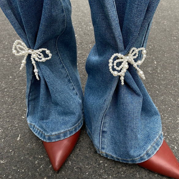 Pant Cuff Decoration Fashion Metal Pin Faux Pearl Bowknot Plastic Resin Tassel Women's Accessory