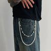 Pants Chain Hip Hop Style Imitation Pearl Floret Metal Chain With Cross Pendant And Lobster Clasp