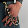 Pants Chain Hip Hop Style Imitation Pearl Floret Metal Chain With Cross Pendant And Lobster Clasp