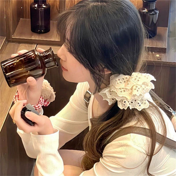 Pastoral Style Bow Flower Imitation Pearl Hair Ring Women's Sweet Fresh Hair Accessories