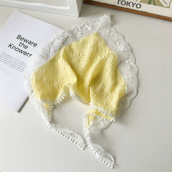 Pastoral Style Geometric White Lace Triangle Scarf Headwear