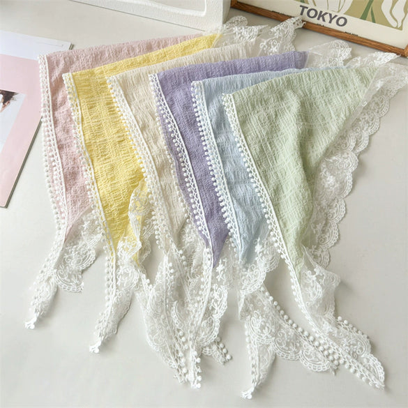 Pastoral Style Geometric White Lace Triangle Scarf Headwear