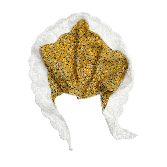 Pastoral Style Lace Small Floral Geometric Baotou Triangle Scarf For Women