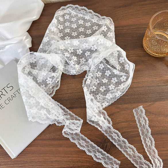Pastoral Style Lace Triangle Head Scarf Hair Band With Geometric Pattern