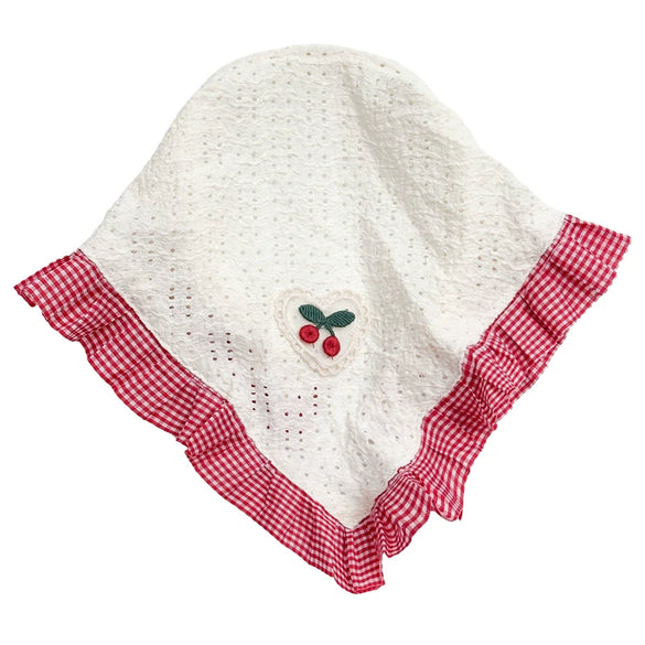 Pastoral Style Plaid Lace Triangle Heart Cherry Square Handmade Fabric Headband Hair Hoop For Girls