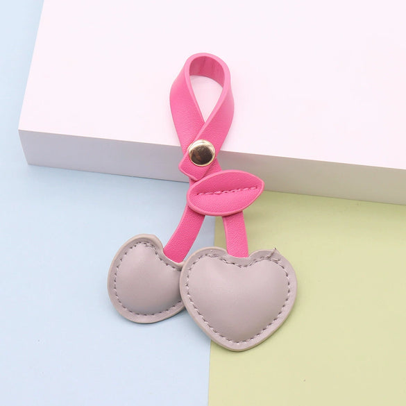 Pastoral Style Pu Leather Cherry Keychain Pendant Cute Small Leather Pendant