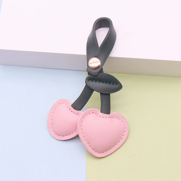 Pastoral Style Pu Leather Cherry Keychain Pendant Cute Small Leather Pendant