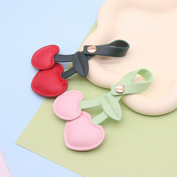 Pastoral Style Pu Leather Cherry Keychain Pendant Cute Small Leather Pendant