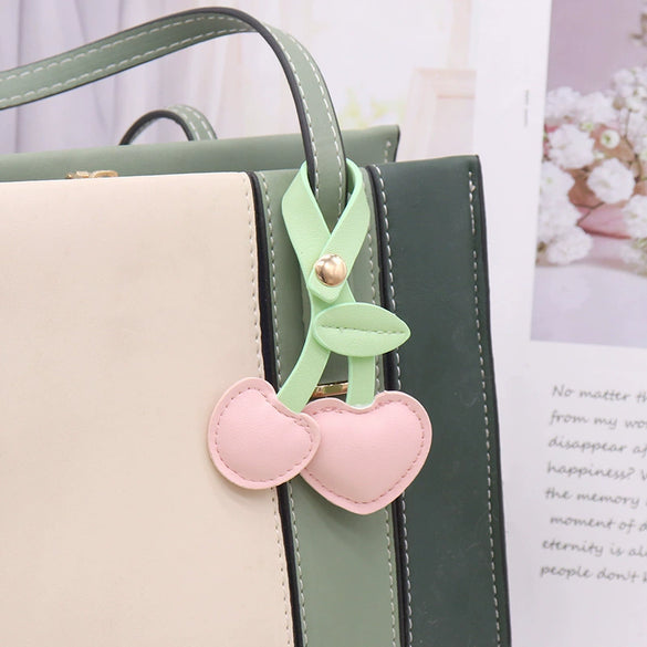 Pastoral Style Pu Leather Cherry Keychain Pendant Cute Small Leather Pendant