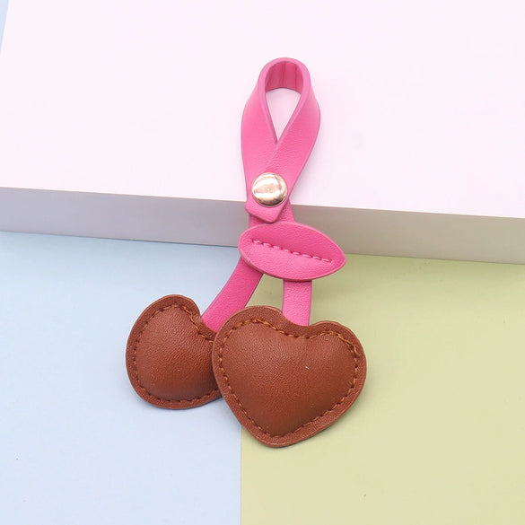 Pastoral Style Pu Leather Cherry Keychain Pendant Cute Small Leather Pendant