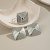 Patterned Silver Geometric Stainless Steel Earrings Electroplated Waterproof Eco Friendly Accessories