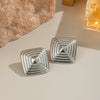 Patterned Silver Geometric Stainless Steel Earrings Electroplated Waterproof Eco Friendly Accessories