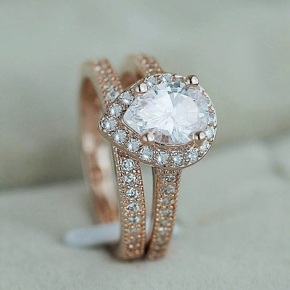 Pear Shaped Copper Zircon Engagement Ring For Ladies