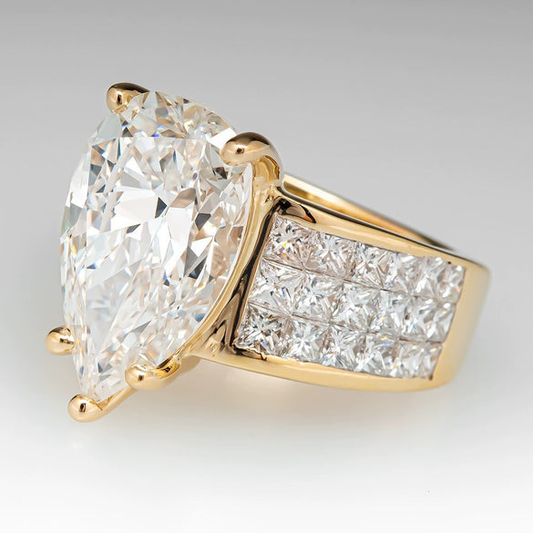 Pear Shaped Zircon Inlaid Copper Ring For Women