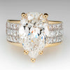 Pear Shaped Zircon Inlaid Copper Ring For Women