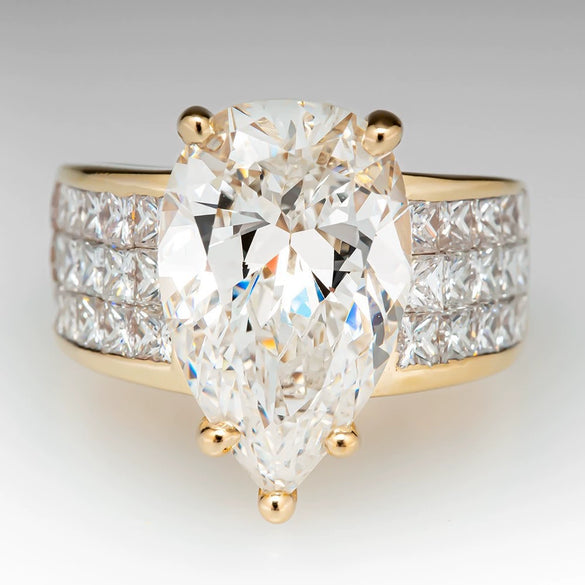 Pear Shaped Zircon Inlaid Copper Ring For Women