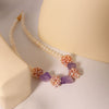 Pearl Amethyst Flower Ball Necklace Natural Freshwater Pearl 18K Gold