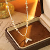 Pearl And Alloy Necklace Geometric Style Electroplated Copper Asymmetrical Fishtail Design For Women
