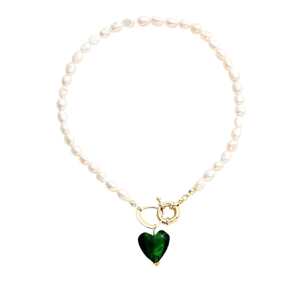 Pearl And Coloured Glaze Natural Style Geometric Fashion Necklace For Female