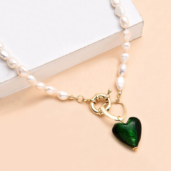Pearl And Coloured Glaze Natural Style Geometric Fashion Necklace For Female