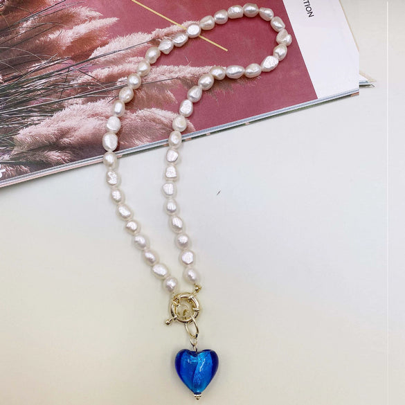Pearl And Coloured Glaze Natural Style Geometric Fashion Necklace For Female