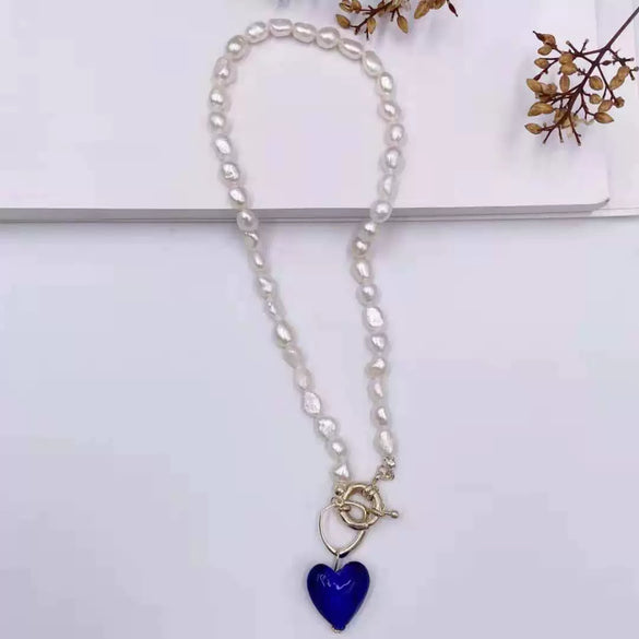Pearl And Coloured Glaze Natural Style Geometric Fashion Necklace For Female