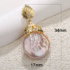 Pearl And Copper Pendant Necklace With Real Gold Leaf Electroplated Irregular And Water Drop Shape Diy Jewelry