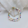 Pearl And Organic Glass Handwoven Geometric Ball Chain Clavicle Necklace For Girls