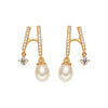 Pearl And S925 Sterling Silver Earrings Light Luxury Geometric Style With Gems